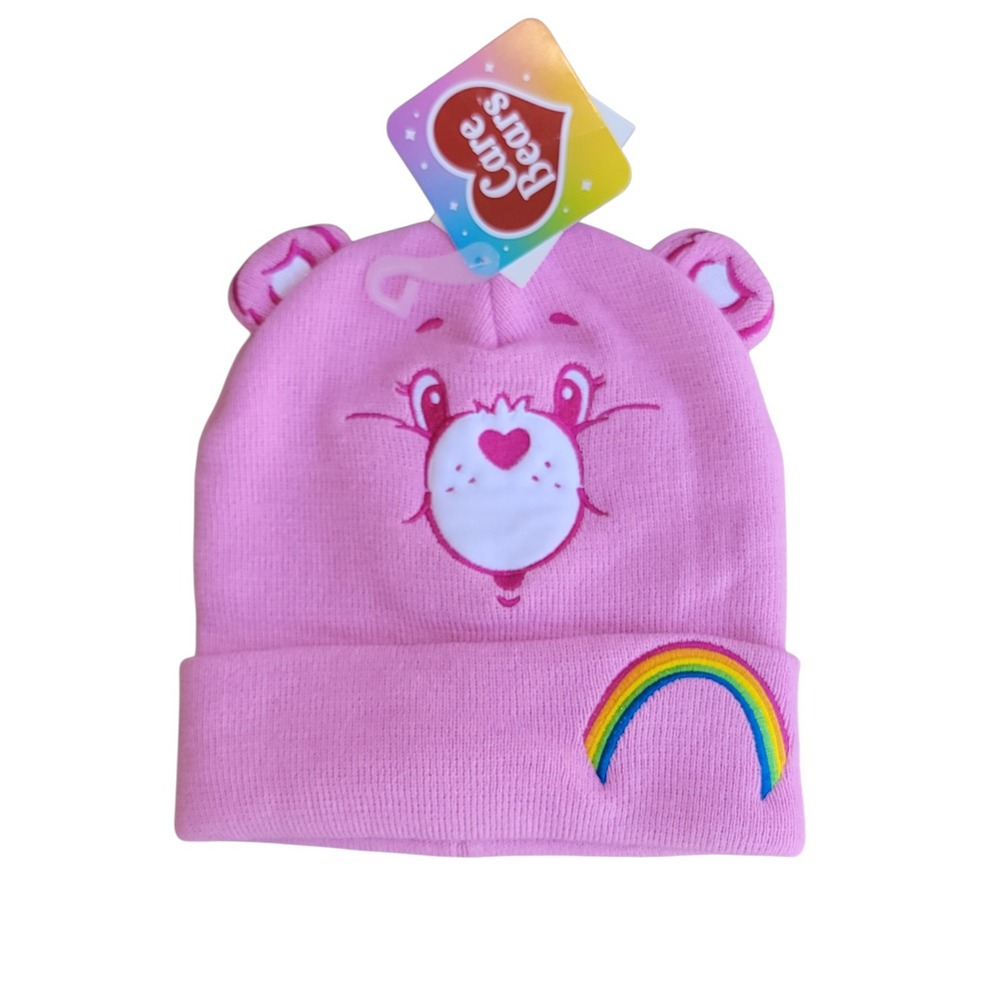 Care Bears Beanie Kids‎ One Size Pink NWT Cheer Bear Rainbow Ears Knit Hat